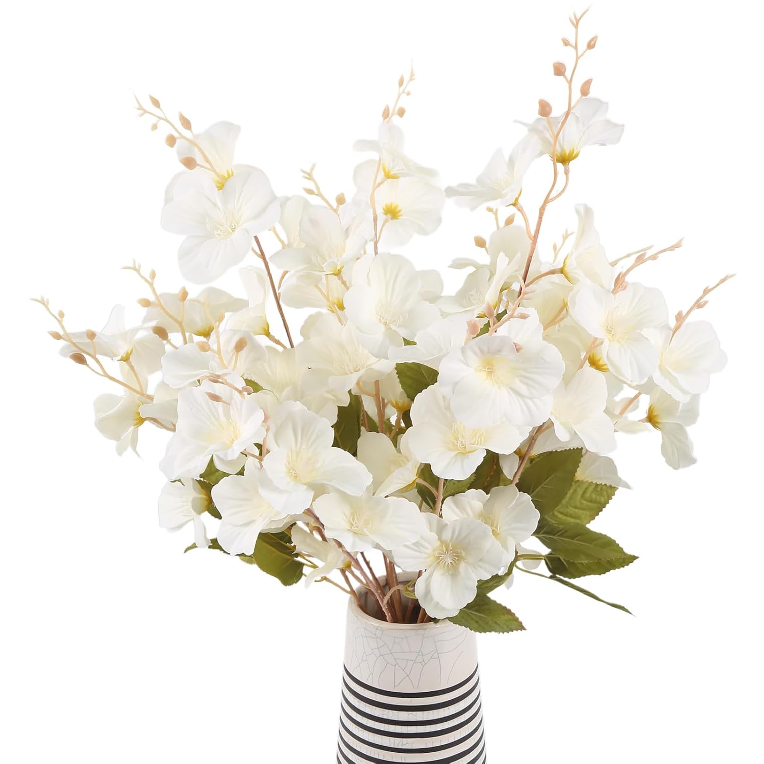 3Pcs Artificial Magnolia Flowers 25.5Inch White Fake Magnolia Flower Bunches Long Stem Silk Orchids Flower Arrangement For Wedding Home Office Kitchen Decor(White)