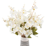 3Pcs Artificial Magnolia Flowers 25.5Inch White Fake Magnolia Flower Bunches Long Stem Silk Orchids Flower Arrangement For Wedding Home Office Kitchen Decor(White)