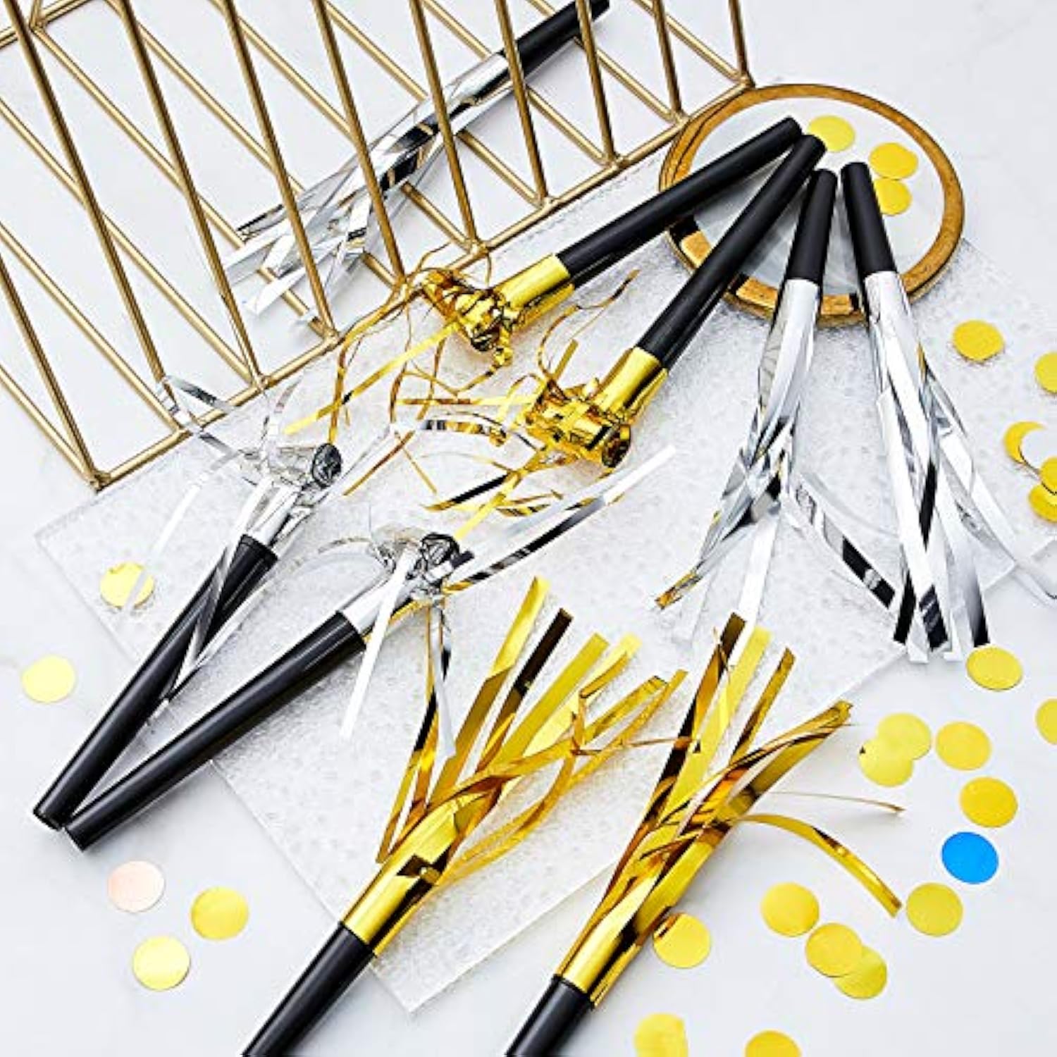 80 Pcs Metallic Party Noise Makers Gold & Silver Blowouts for NYE & Birthdays