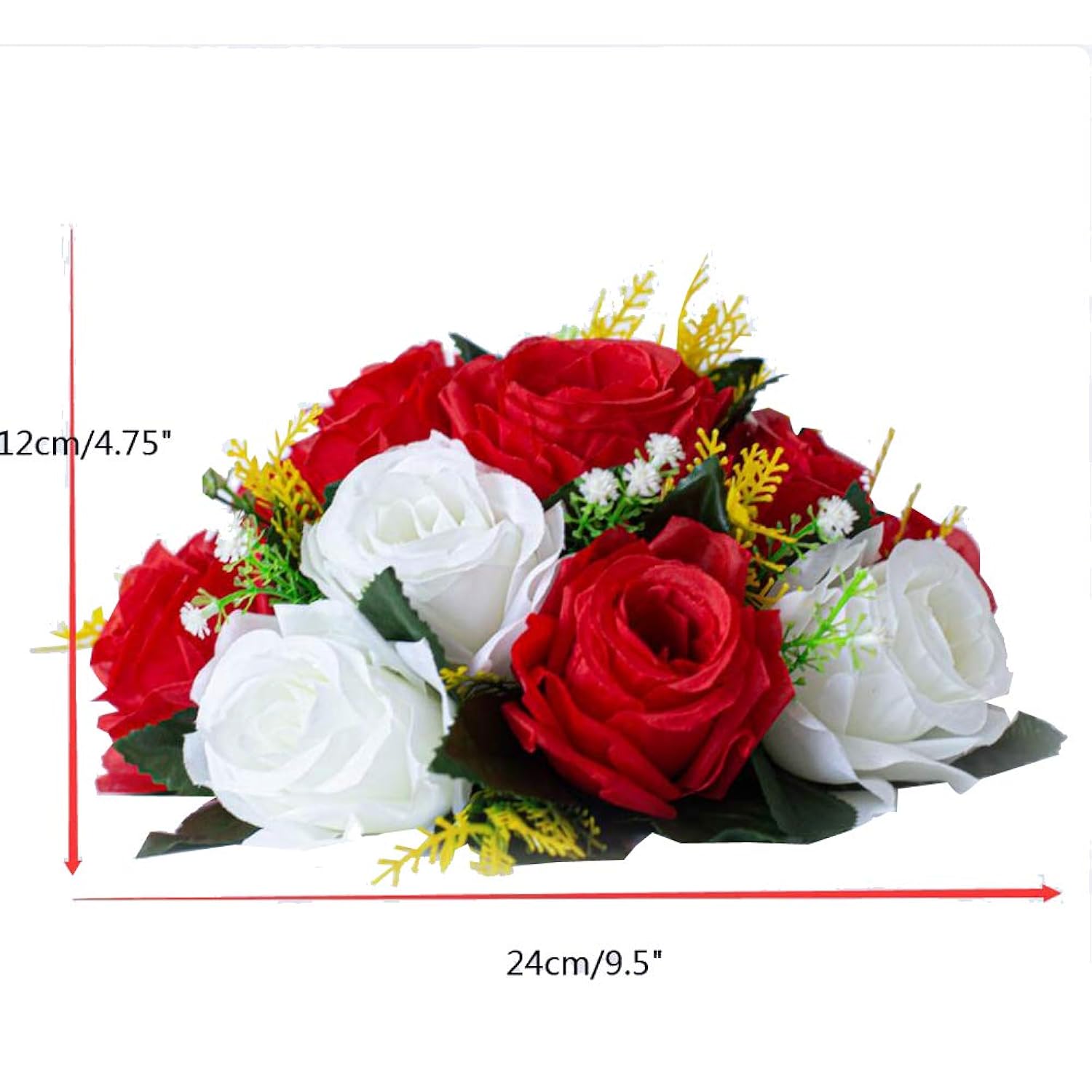 2 Pcs Fake Flower Ball Arrangement Bouquet, 15 Heads Plastic Roses With Base, Artificial Flower For Wedding Bouquets Centerpieces Party Valentine'S Day Home Decor