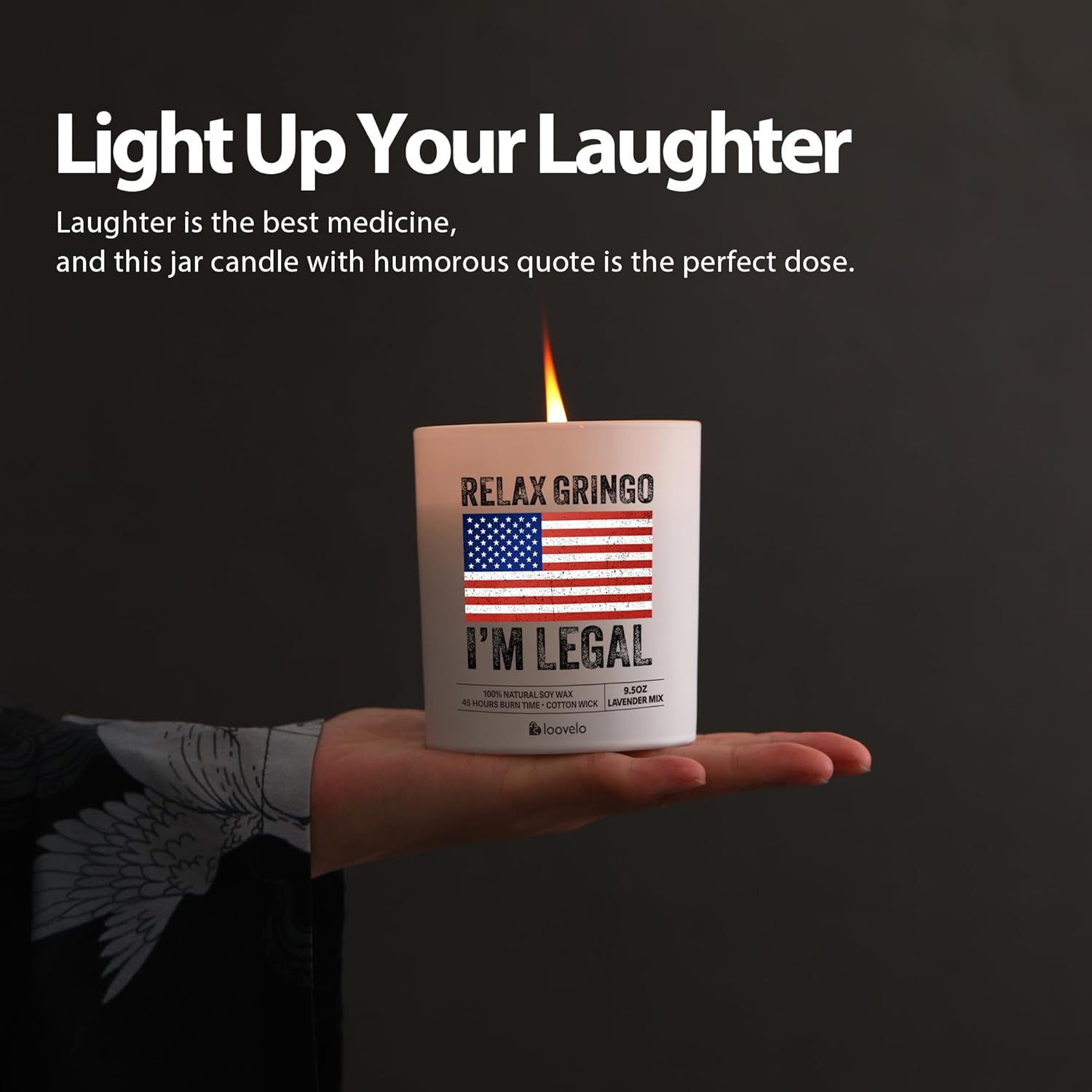 Relax Gringo I'M A New American Citizen Scented Candle Home Office Jar Candles Sage Floral Lavender Scent Soy Wax 9.5 Oz