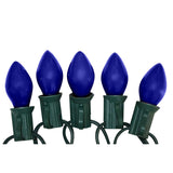 Old Fashioned Ceramic C7 Christmas Tree Lights - Blue Christmas Lights With Green Wire - Ul Listed - Set Of 25