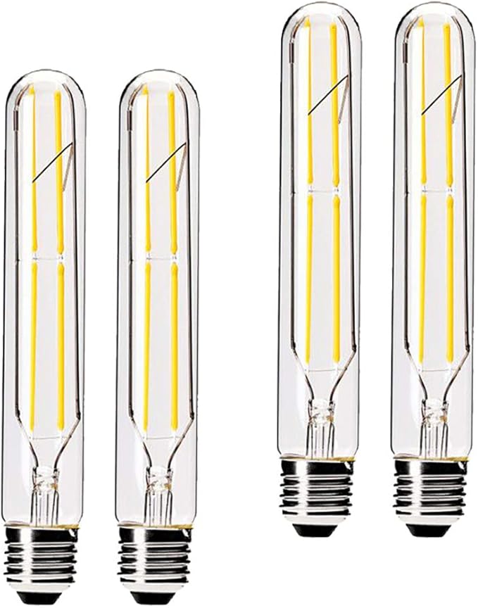 4 Pack T10 Tubular LED Edison Bulbs 6W 60W Equivalent 3000K Warm White Dimmable E26 Base
