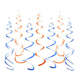 Orange and Royal Blue Foil Swirl Hanging Decoration, Pack of 20