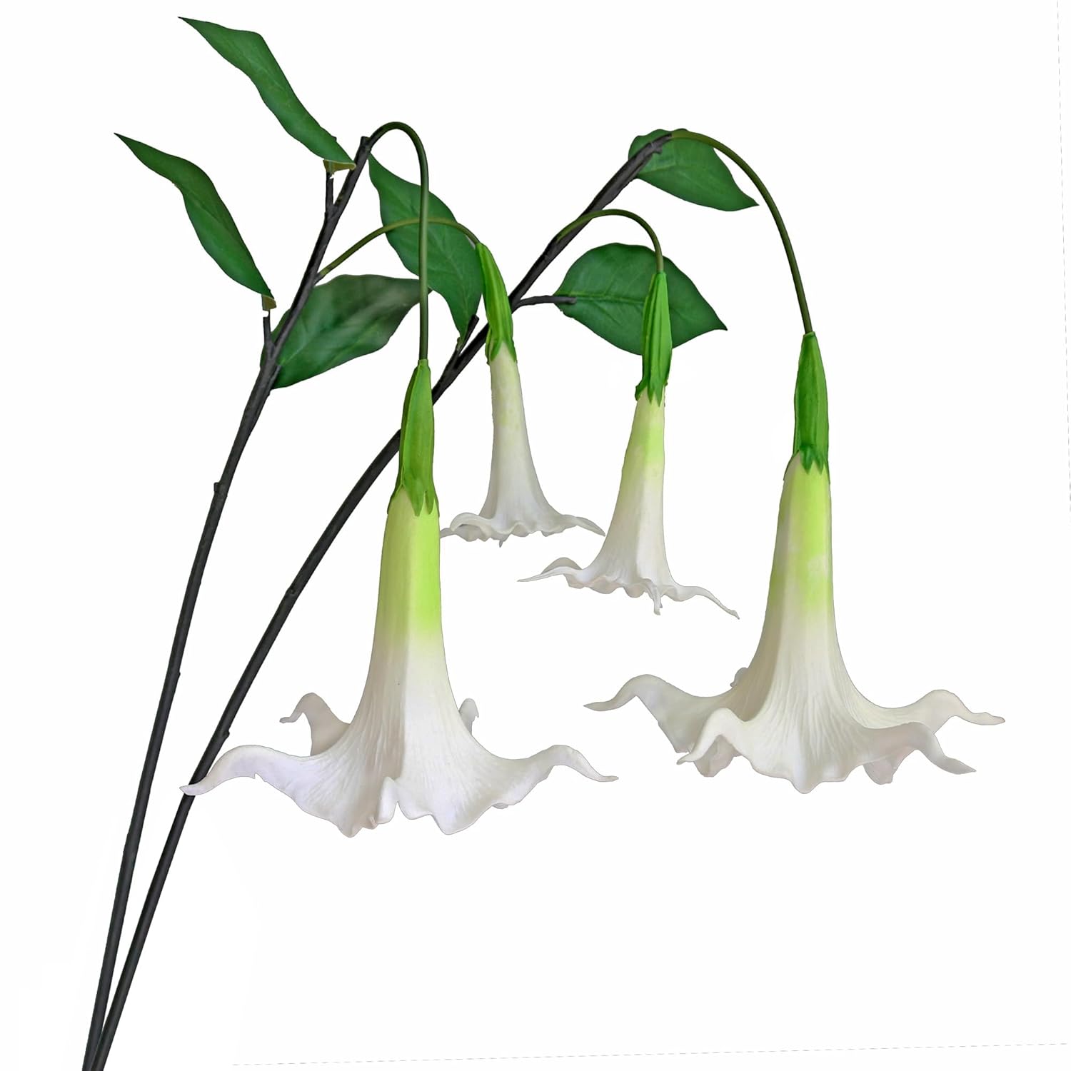 2Pcs Artificial Datura Flowers Fake Real Touch Long Stems Pu Lily Flowers For Home Spring Summer Floral Decoration