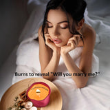 Hidden Message Proposal Candle - Will You Marry Me Wild Rose Scented, Engagement Ring & Secret Note Gift For Her (8Oz)
