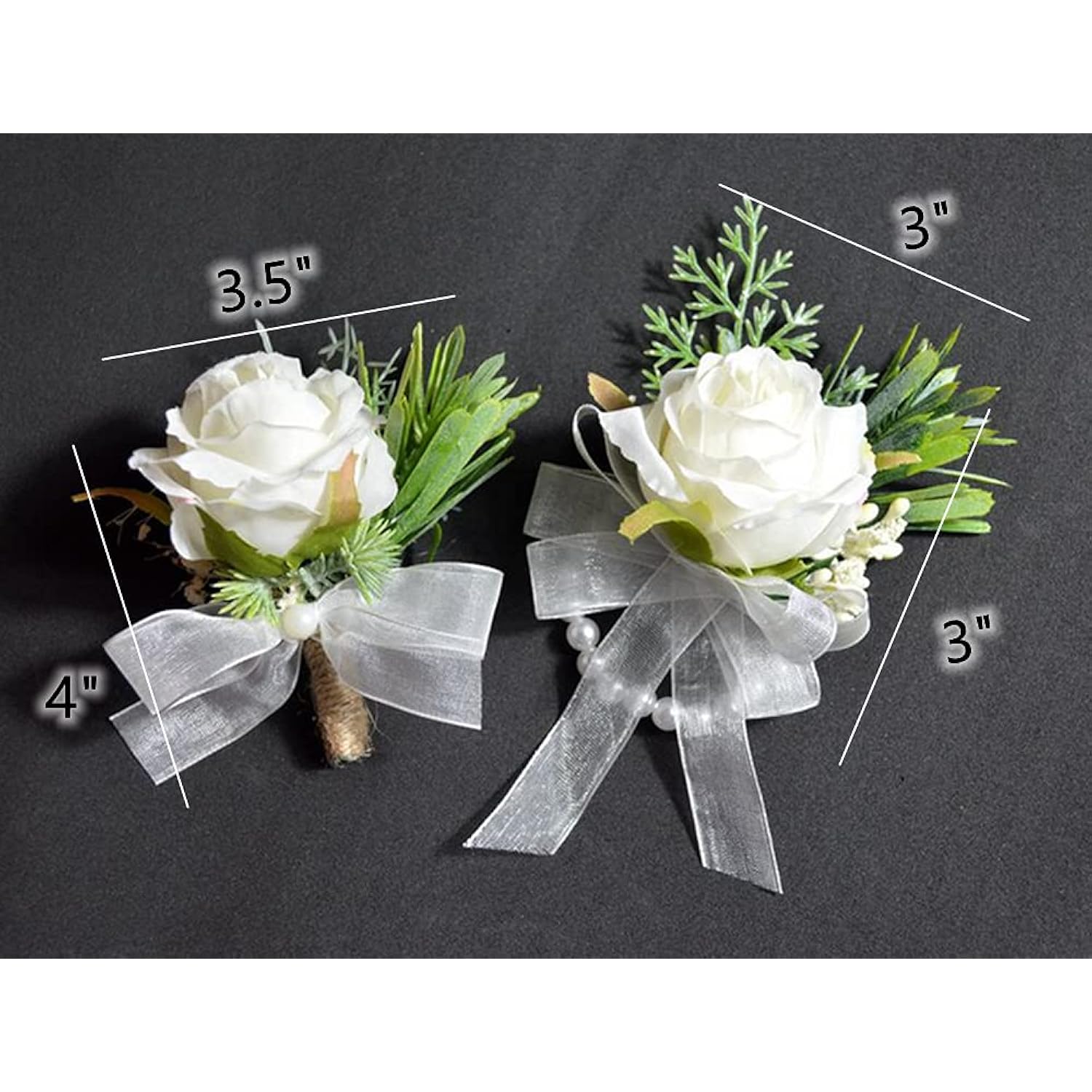 Rose Wrist Corsage Wristlet Band Bracelet And Men Boutonniere Set, Corsage For Prom,Bride Hand Flower Flowers Ceremony,Wedding Party Prom Decor,Diy Petals Hair Hat Wreath (Black)