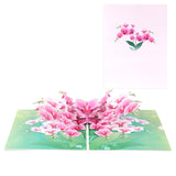 Exquisite Flower Pop-Up Birthday Card - Mother's Day Gift for Women - 3D Laser Cut Floral Design with Envelope and Message Card