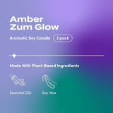 Zum Indigo Wild Glow Amber Candle - Soy Wax Candle with Lead-Free Wick - Relaxing Candles Scented with Essential Oils - Long-Lasting Scented Candles - 30-Hour Burn Time - 7 oz (Pack of 3)