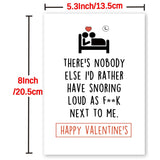 Humorous Valentine'S Day Card For Snoring Husband, Happy Vday Gifts Cards For Husband Wife Women Men, Snoring Loud Next To Me Bday Card