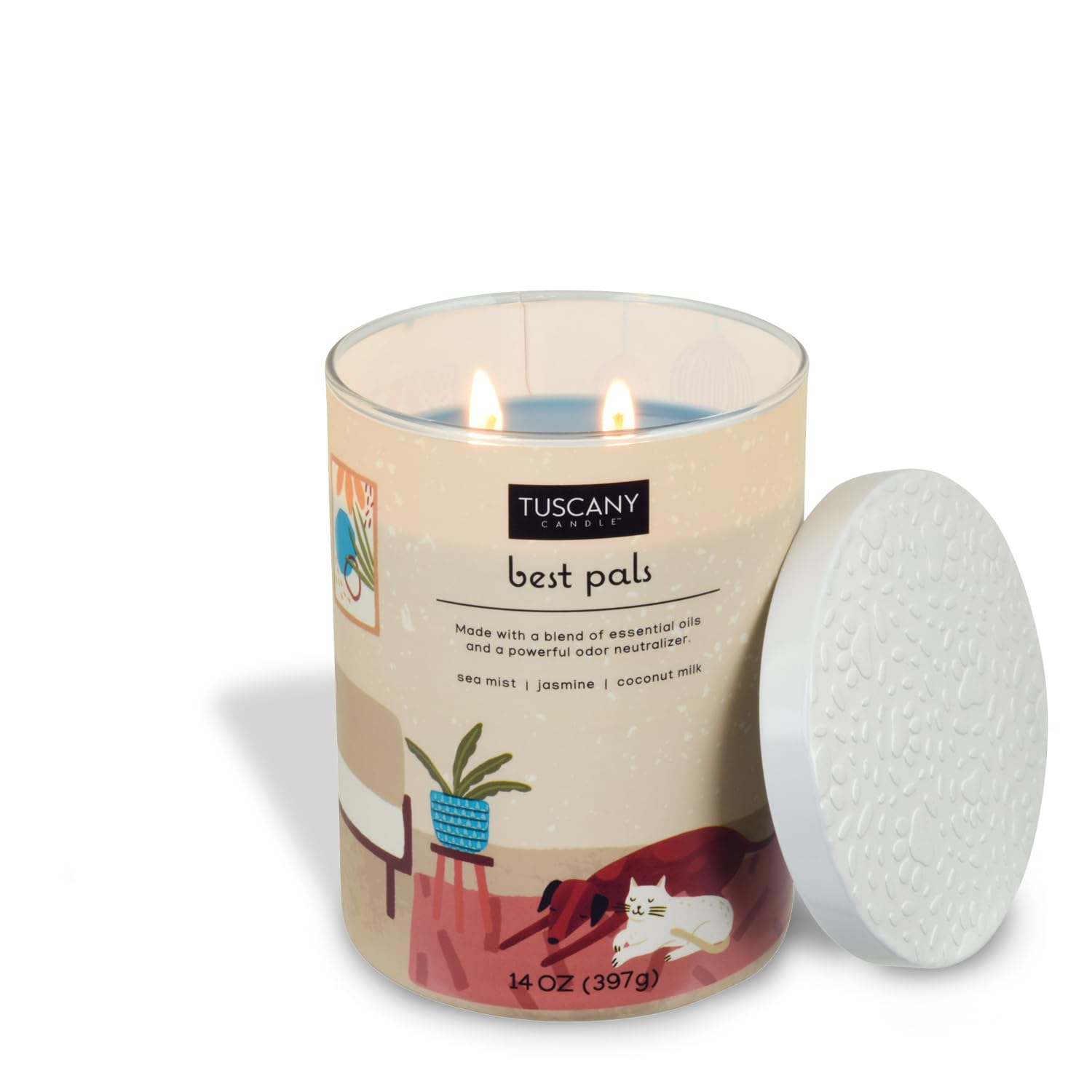 Tuscany Candle Best Pals: Jasmine & Coconut Scented Pet Odor Neutralizing Candle, 14 oz