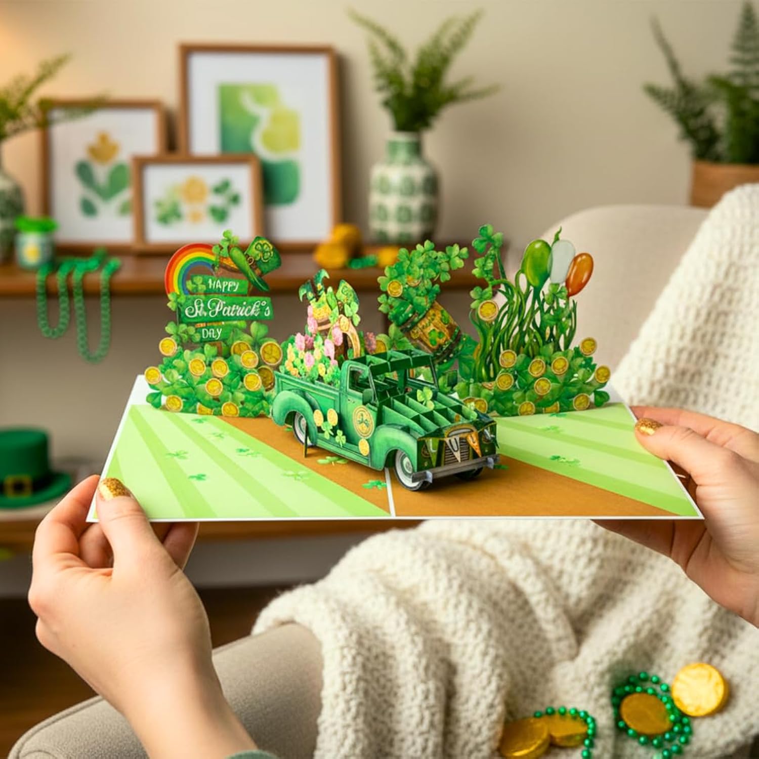 - St Patricks Day Card, Car St Patricks Day Pop Up Card For Kids, Family, Friend, 6X8 Inch St Patrick'S Day Cards, Included Envelope