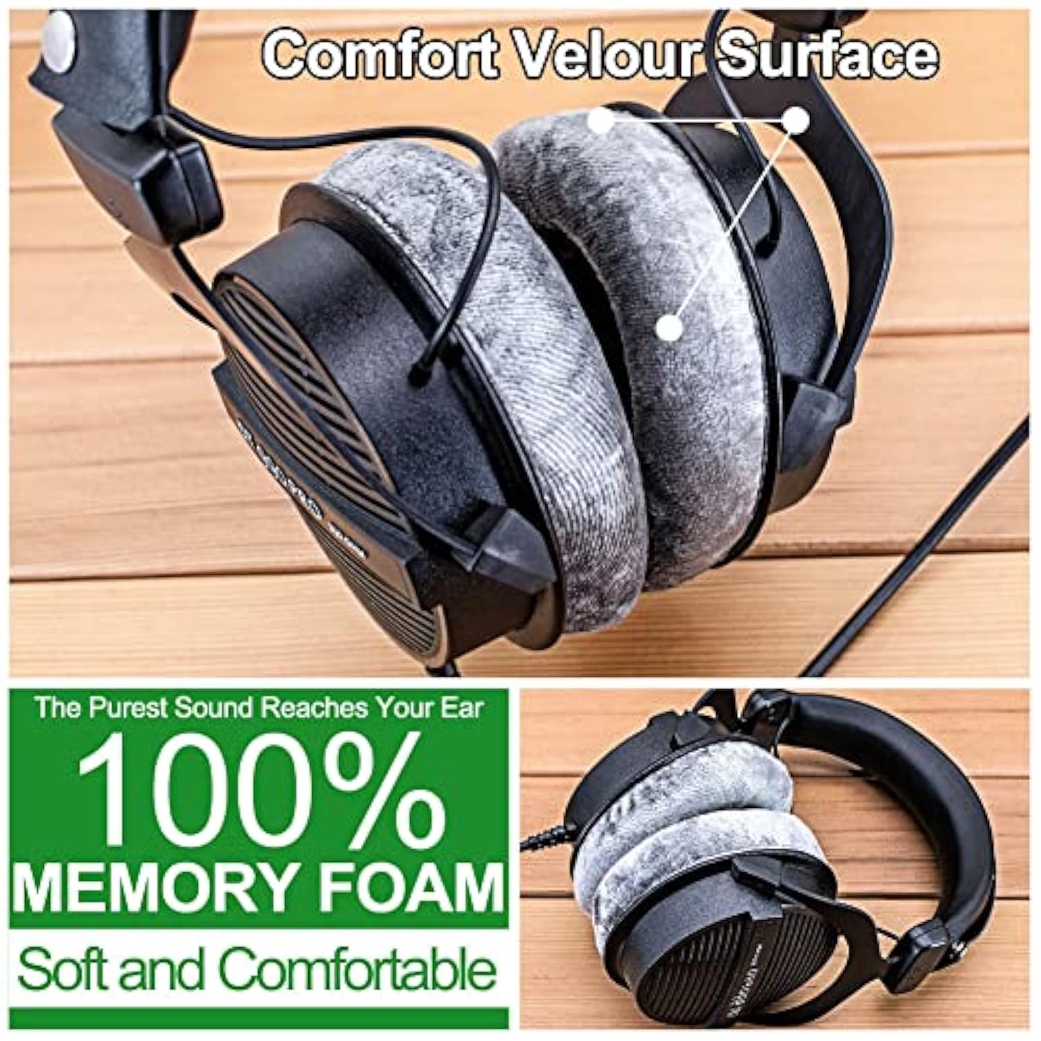 Earpads Compatible With Dt 770 Pro, Dt 880 Pro, Dt 990 Pro, Dt 1770 Pro, Mmx 300, Dt 1990 Pro, Dt 177X, T 90 Headphones (Silver Grey Velour)