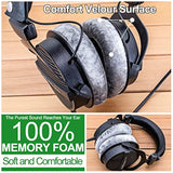 Earpads Compatible With Dt 770 Pro, Dt 880 Pro, Dt 990 Pro, Dt 1770 Pro, Mmx 300, Dt 1990 Pro, Dt 177X, T 90 Headphones (Silver Grey Velour)