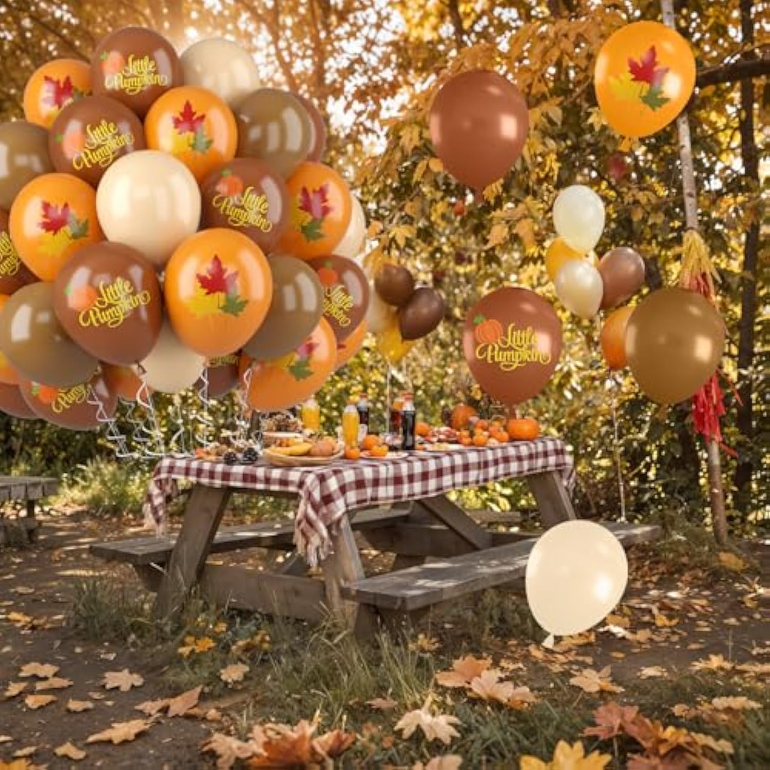 52PCS Fall Balloons Brown Burnt Orange Gold Confetti Thanksgiving Party Decor