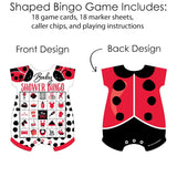 Big Dot of Happiness Happy Little Ladybug - Picture Bingo Cards and Markers - Baby Shower Shaped Bingo Game - Set of 18