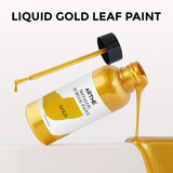 Liquid Gold Leaf Paint, 1.69 Oz/50 Ml Acrylic Metallic Gold Paint For Art Painting, Handcrafts, Non-Toxic, Non-Fading Touch Up Paints Ideal For Canvas, Wood, Fabric, Ceramic, Metal, Furniture