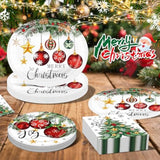 100Pcs Christmas Paper Plates And Napkins Set- (25 Guests) With 10 * 12 Inch Oval Plates And 9 Inch Round Paper Plate,Napkins For Christmas Party Supplies