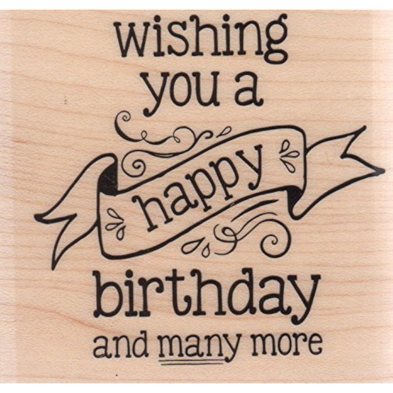 Wishing You A Happy Birthday And Many More Red Rubber Wood Stamp