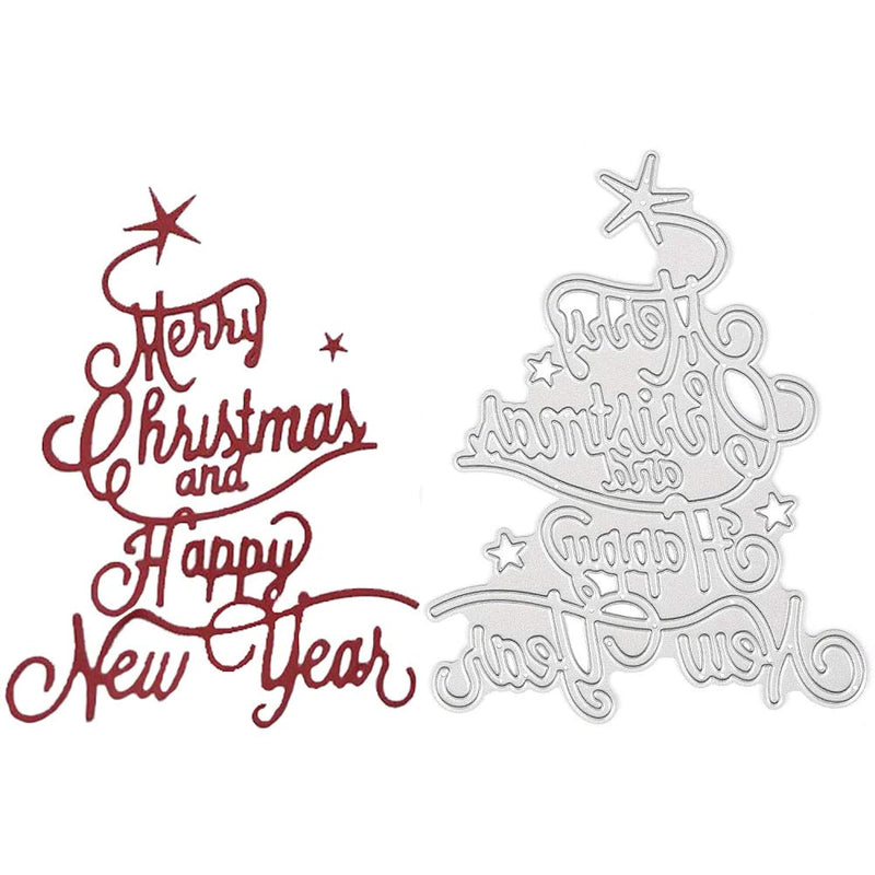 Happy Christmas Metal Cutting Dies Stencil Template Molds, Embossing T