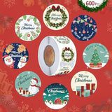 600Pcs Christmas Envelope Stickers, 1.5" Round Merry Christmas Stickers, 8 Winter Christmas Designs Decorative Envelope Seal Stickers, Card Gift Envelope Boxes