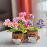 Artificial Crochet Flowers, Handmade Knit Floral Arrangements For Home Decor, Wedding Bouquet Centerpiece Gift For Mother’S Day, Birthday, Anniversary, Kitchen, Office Desk (Gradient Pink-B)