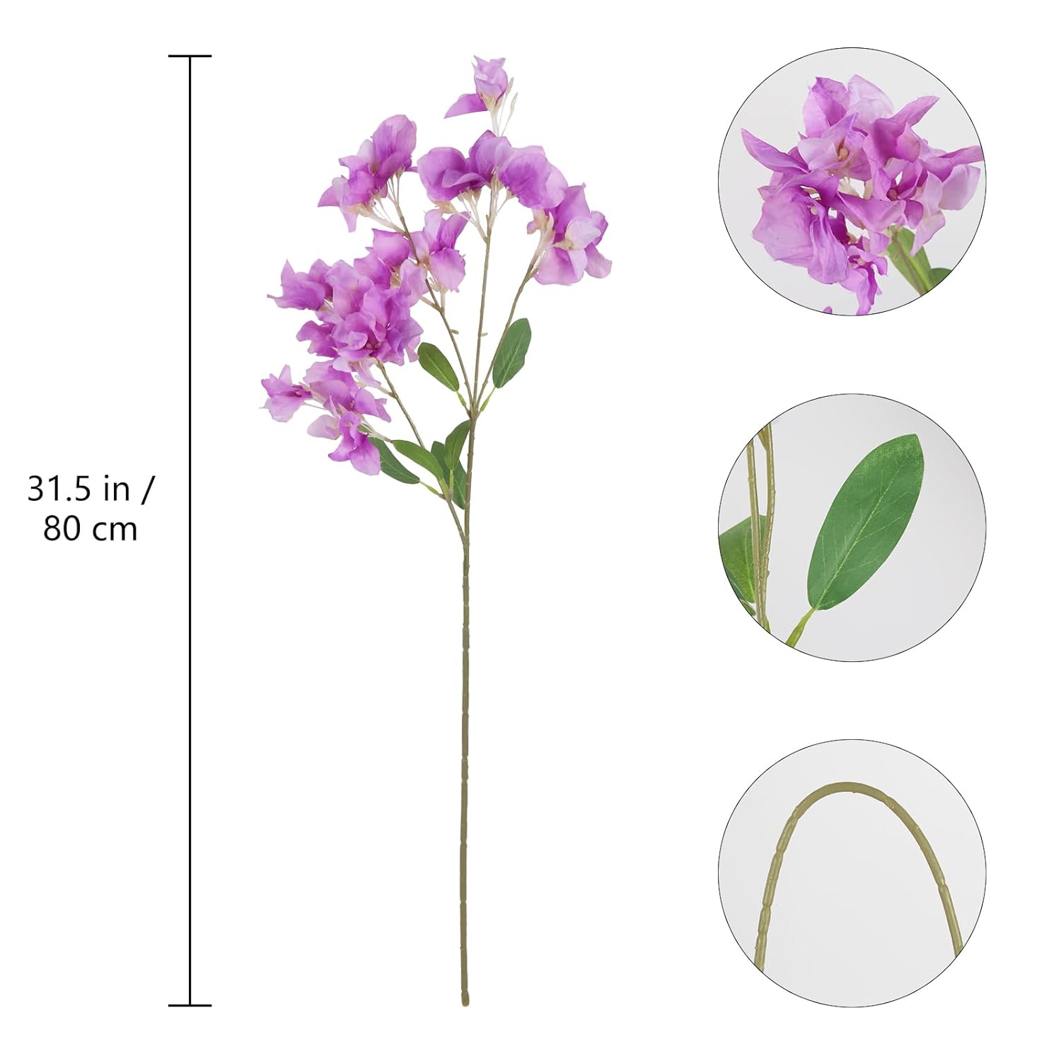 5Pcs Bougainvillea Artificial Flowers 31.5Inch Fake Long Stem Flowers Light Purple Faux Bougainvillea For Vase Table Wedding Home Office Garden Decor(Light Purple)