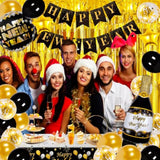 Happy New Year 2026 Party Supplies Kit Foil Balloons Banner Tassel Curtain