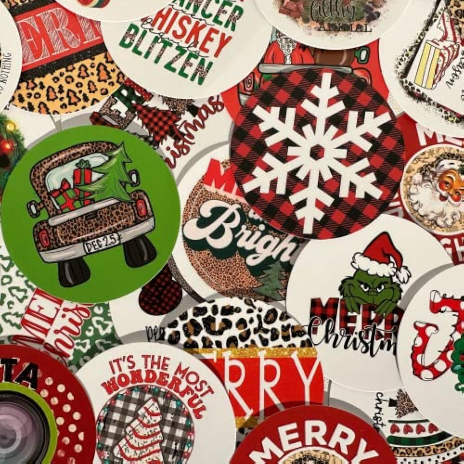 Christmas Freshie Round Cardstock 3" Inches | 32 Pk | Mixed Holiday Card Stock Cut Out Circles Supplies For Scented Aroma Beads Circle Molds Car Candle Random