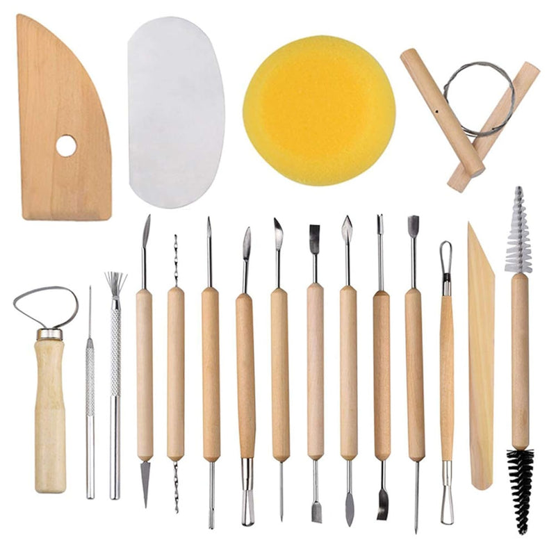 19Pcs Pottery Tools Clay Sculpting Carving Tool Set Contains Most Essential Wo