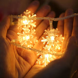 Christmas Snowflake String Lights, 20 Ft 40 Led Warm White Battery Operated Fairy Lights With Remote Timer - Bedroom Roo