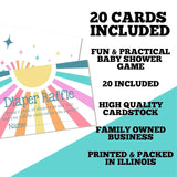 Diaper Raffle Tickets For Baby Shower – Pack Of 20 2” X 3.5” Little Ray Of Sunshine Double Sided Game Cards, Stock Up On Diapers Only Made In The Usa