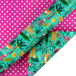 Reversible Jungle Wrapping Paper - Mini Roll - 17 Inch X 33 Feet - Tigers In The Jungle Wild One Birthday Wrapping Paper For Kids Girls Birthday, Baby Shower