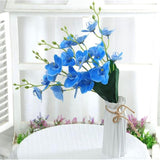 50 Pcs Orchid Petals Artificial Decorations Orchids Heads Flowers Faux Silk Phalaenopsis Butterfly Flower Heads For Handmade Diy Home Wedding Party Decoration (Blue)