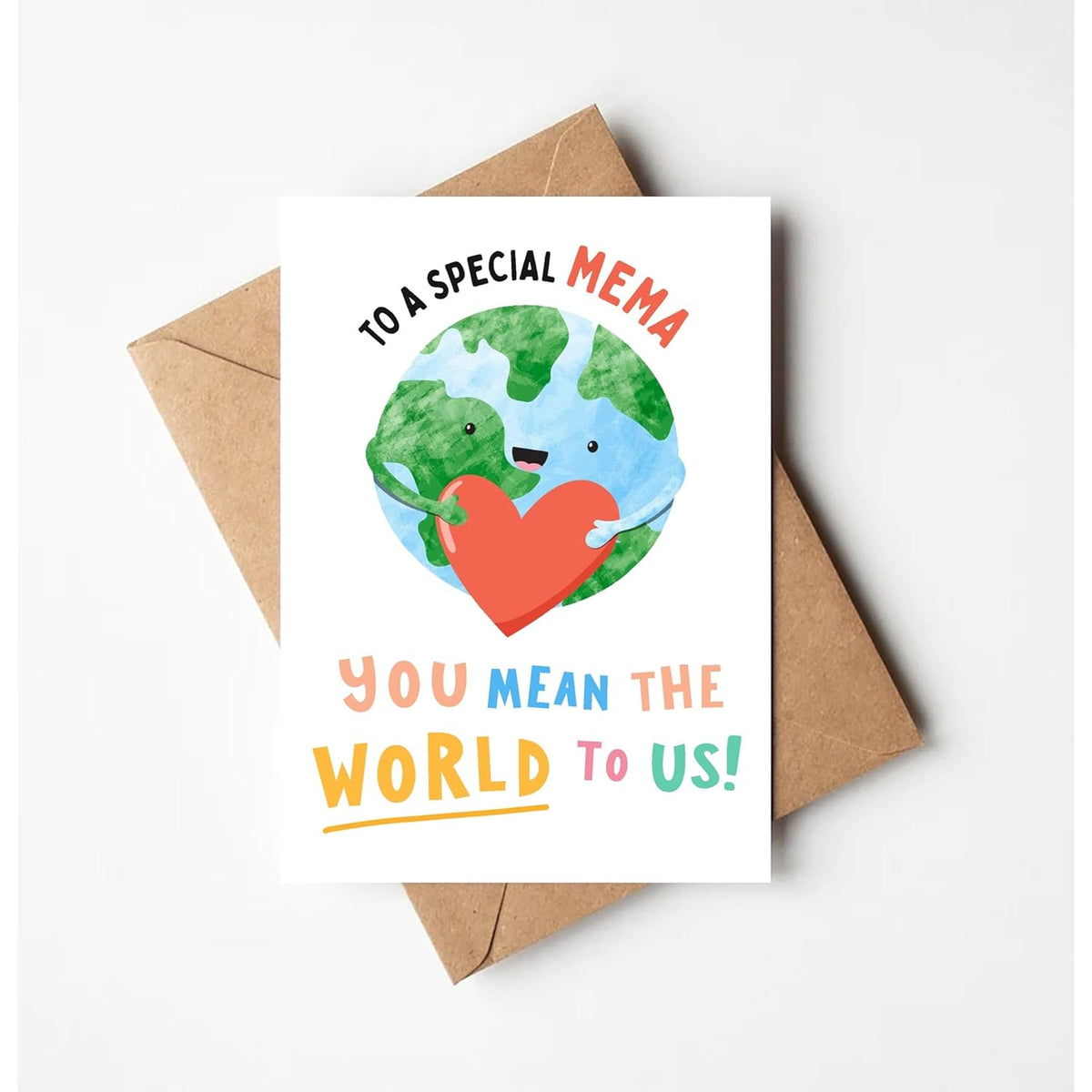 To A Special Mema You Mean The World To Us Card - Cute Happy Birthday Card For Mema - I Love You Card - Greeting Card For Mother'S Day - Birthday - Anniversary - Holiday