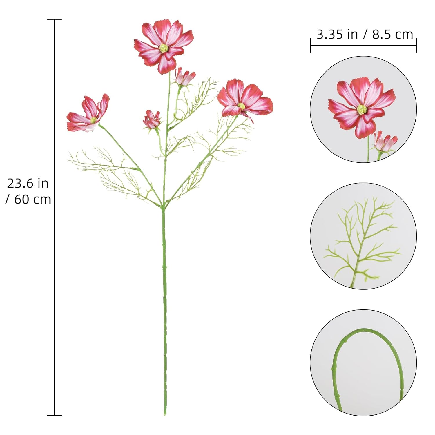 Deep Pink Fake Cosmos Flowers 40 Heads Wildflowers Flowers 8Pcs Silk Daisies With Stem For Vase Kitchen Table Centerpiece Arrangement Office Wedding Party Diy