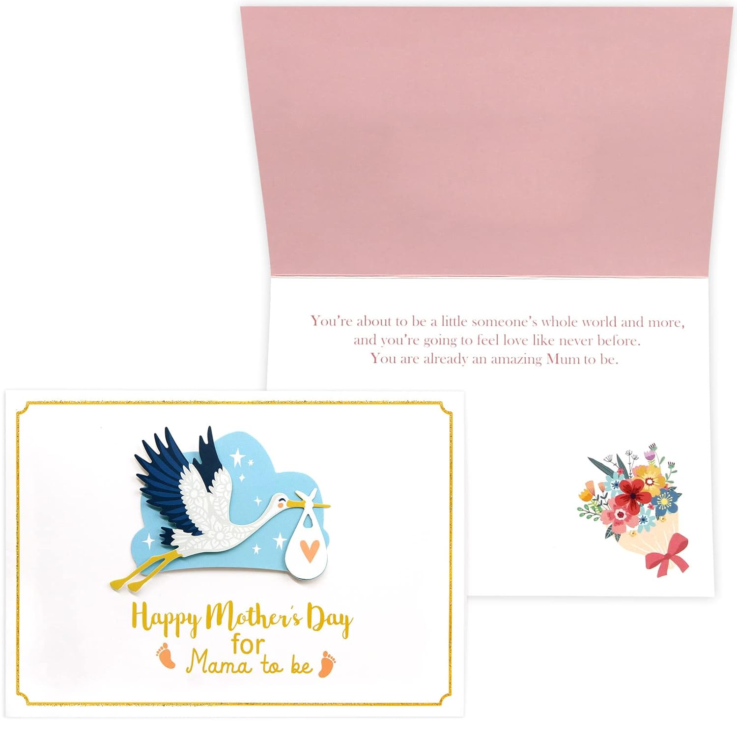 Happy Mother'S Day Cards For Mother To Be Mom To Be Pregnant Woman First Expecting New Mom Mothers Day Gifts Gift With Envelopes 2 Pcs Cloud Stork Layered Die Cut