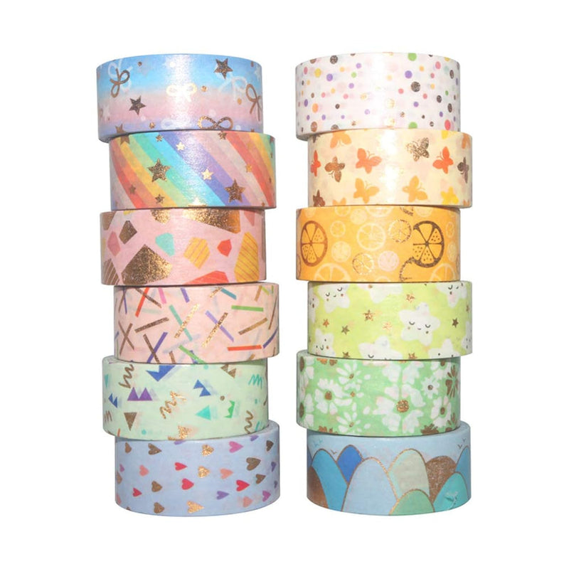 Floral Gold Washi Tape Set Vsco Foil Masking Tape Decorative For Arts, Diy Cra