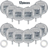 12pcs 22" Silver Disco Ball Balloons 4D Sphere for 70s 80s Party & Bachelorette