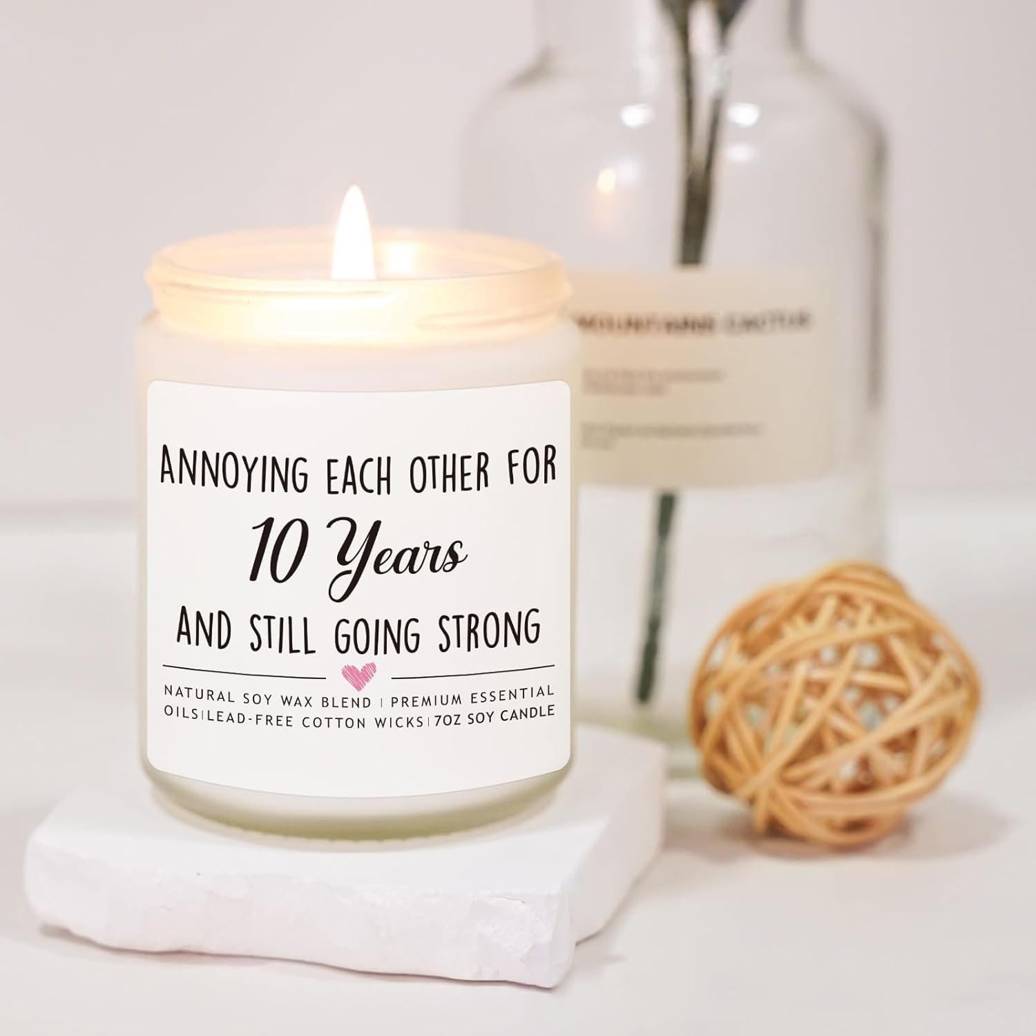 10Th Wedding Anniversary Candle Gifts, 10 Year Anniversaries For Couples Wife Husband, Tin Gift