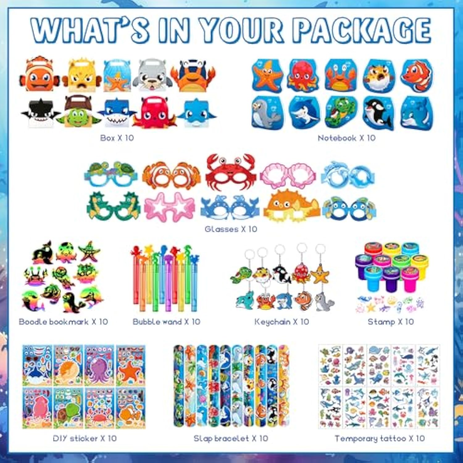 Under The Sea Party Favors Ocean Animals Party Stickers School Sea Shark Mermaid Party Goodie Bag Stuffer Classroom Gifts Rewards Supplies