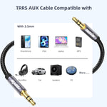 Aux Cable,3.5Mm Audio Aux Cord For Car,Braided 3.5Mm Male To Male Stereo Cable, Compatible With:Headphones, Phones, Ipod,Car Audio,Mp3 And More (20Ft)