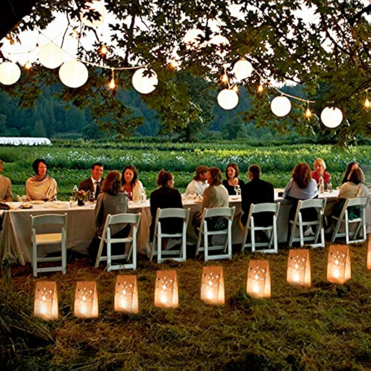 70Pcs White Luminary Bags Fireworks Cutout Flame Resistant Halloween Candle Bags Paper Lantern Bags For Christmas Weddings Birthday Party Thanksgiving Decoration Use With Tealights