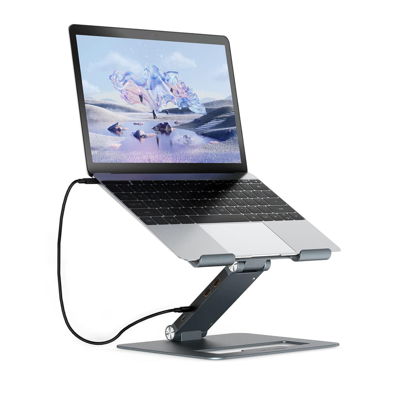 WAVLINK Adjustable Aluminum Laptop Stand with USB C Dock, Ergonomic Portable C