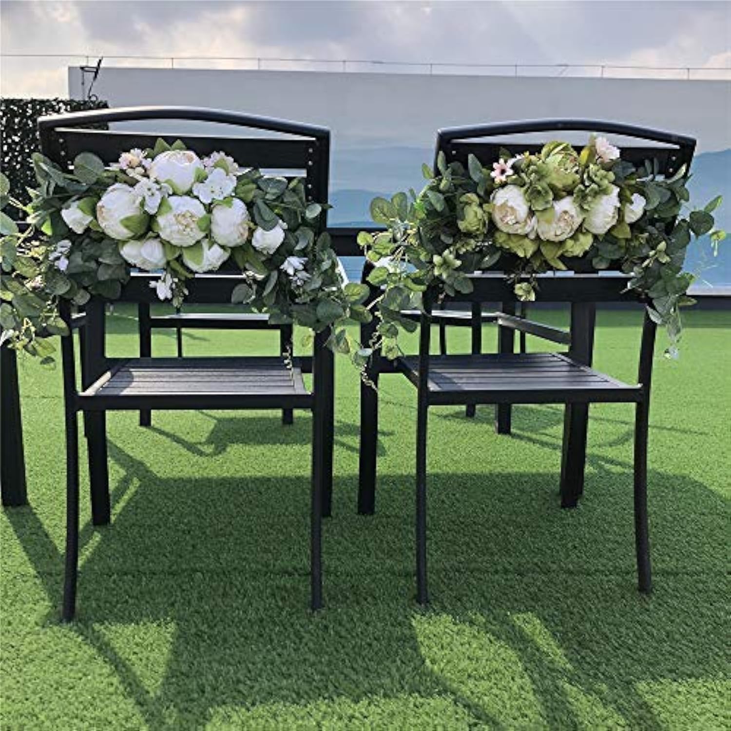 Wedding Arch Flowers, 30 Inch Rustic Artificial Floral Swag For Door Lintel, Green Leaves Rose Peony Sunflowers Table Centerpieces Home Decoration