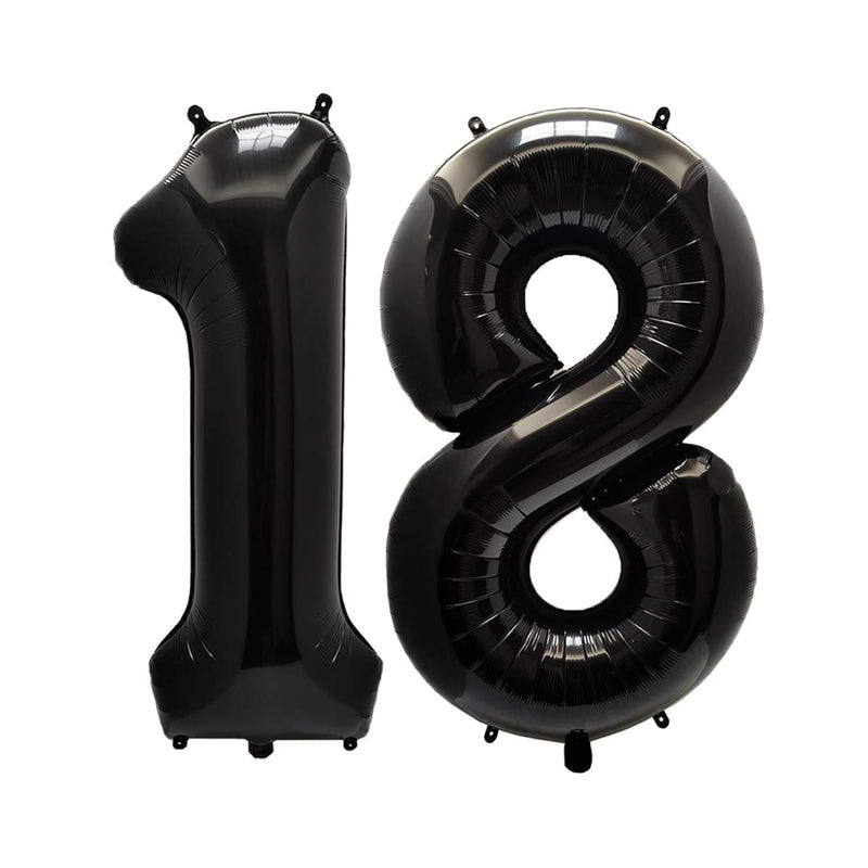 40 Inch Jumbo Black Foil Mylar Number Balloons For Boy Girl 18Th Birth