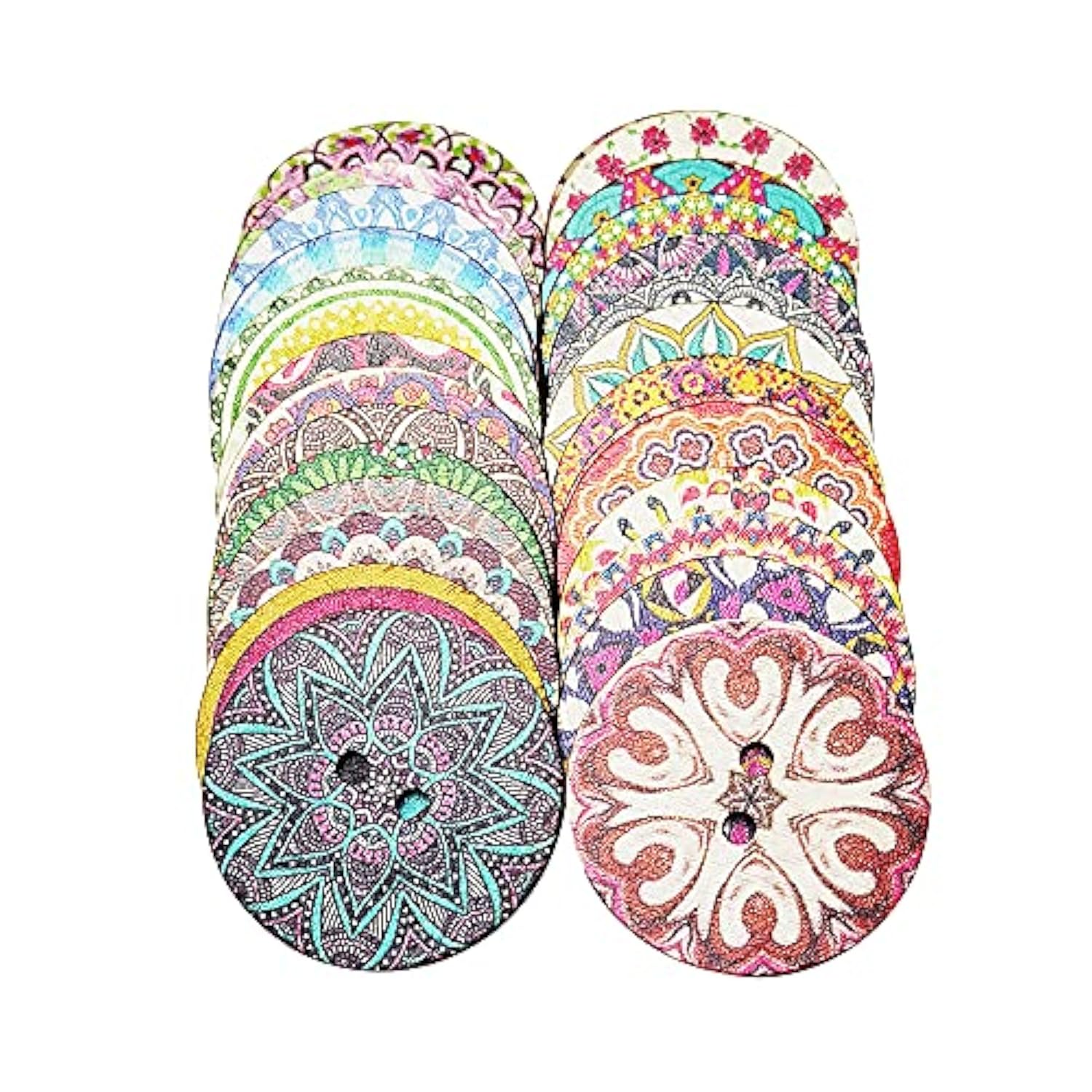 Mix Pattern 30Pcs 2"(50Mm) Large Wood Buttons Craft Sewing Button (Mix