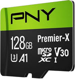 128GB Premier-X microSDXC, 100MB/s, U3, V30, A1, 4K UHD, Full HD, Black