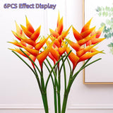 Bird Of Paradise Greenery Plants,Artificial Flowers 33.8 Inch Large Elegant Flowers Faux Flowers Bouquet Suitable For Diy Home Decor Party Theme Display,2Pcs (Orange)
