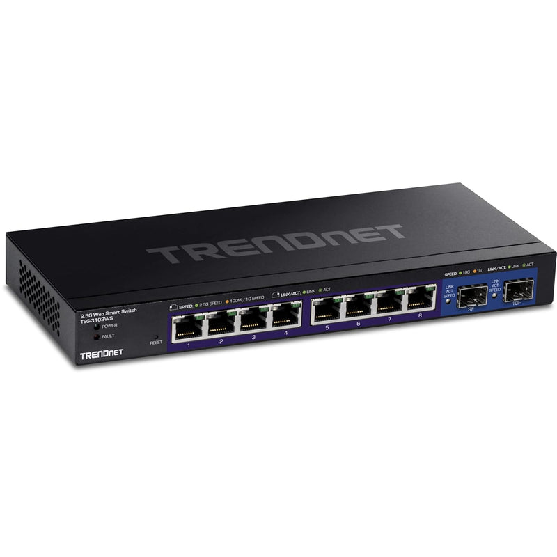 TRENDnet 10-Port Multi-Gig Web Smart Switch, 8 x 2.5GBASE-T Ports, 2 x 10G SFP